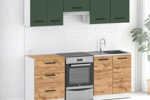 Kuchnia Mała Nowoczesna Modułowa Z Blatem 2m Biały Butelkowa Zieleń Wotan
