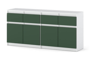 Komoda Z 4 Szufladami Szafka 160cm Biała Butelkowa Zieleń Salon Sypialnia