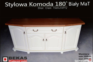 Biała Komoda 180` (2S-4FloT) Stylowy Dąb Prowansalski Bekas
