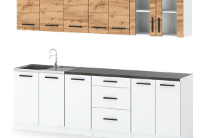 Meble Kuchenne Białe Z Drewnem Remino 2.6m Zestaw Mebli Kuchennych Wotan