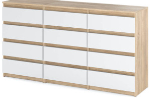 Komoda 12 Szuflad Szafka 180cm Młodzieżowa Salon Sypialnia Sonoma Biały