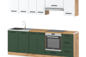 Kuchnia Modułowa Pojemna Mała Nowoczesna 2.4m Wotan Biały Butelkowa Zieleń