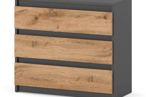 Komoda 3 Szuflady Nowoczesna Młodzieżowa 80cm Szafka Rtv Loft Szary Wotan