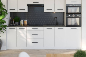 Kuchnia Pojemna Słupek Modułowa Z Blatem 2.6m Biały Wotan Butelkowa Zieleń