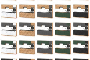 Kuchnia Pojemna Słupek Modułowa Z Blatem 2.6m Biały Wotan Butelkowa Zieleń