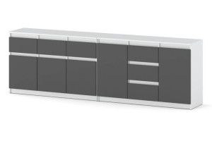 Komoda Z 6 Szufladami 240cm Szafka Nowoczesna Do Sypialni Biała Szara Mat