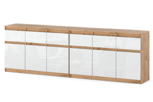 Komoda 240cm Duża Pojemna Szafka Nowoczesna Do Salonu Wotan Biały Połysk