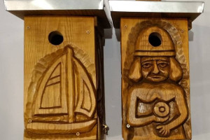 budka lęgowa, domek dla ptaków, rzeźba w drewnie