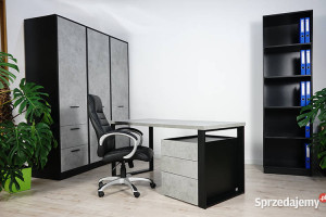 Biurko z kontenerkiem Beton jasnoszary 140 MebleKreator