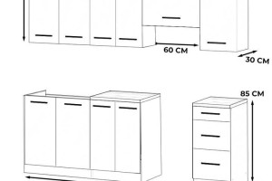 Meble Kuchenne Białe Nowoczesne Z Drewnianymi Blatami Zestaw Mokka 2.4m