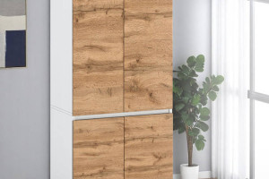 Szafa Nowoczesna Garderoba Do Przedpokoju Posti 80cm Biały Mat Dąb Wotan