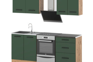 Meble Kuchenne Modułowe Zestaw Mini Mokka 200cm Wotan Butelkowa Zieleń