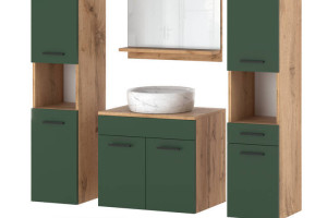 Meble Łazienkowe 120cm Szafka Umywalka Z Lustrem Wotan Butelkowa Zieleń