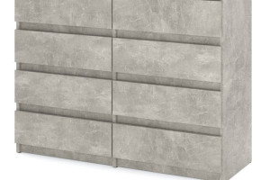 Komoda Wysoka 8 Szuflad 120cm Duża Szafka Rtv Do Salonu Sypialni Beton