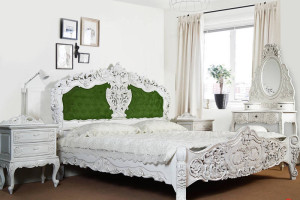 Nowe łóżko białe tapicerowane 180x200 cm barok rokoko 78247t