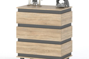 Komoda Nowoczesna 3 Szuflady Zebra 83cm Nowoczesna Szafka Rtv Szara Sonoma