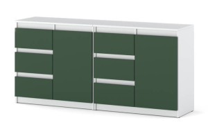 Komoda Biała Butelkowa Zieleń Szafka Duża 6 Szuflad Nowoczesna Sypialnia