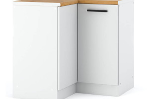 szafka kuchenna stojąca narożna duża pojemna z blatem 90cm blande biała mat