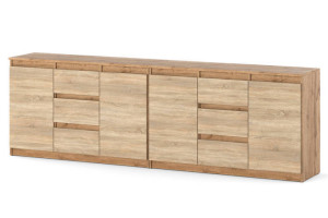 Komoda Szafka 6 Szuflad 240cm Salon Pokój Dzienny Dąb Wotan Dąb Sonoma