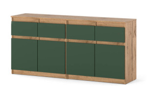 Komoda Nowoczesna Dąb Wotan Butelkowa Zieleń Szafka 4 Szuflady Do Sypialni