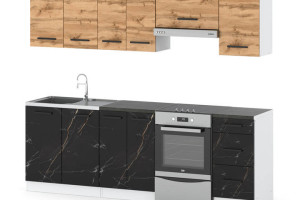 Kuchnia Mokka Nowoczesna Mała 2.4m Biały Dąb Wotan San Sebastian Modułowa