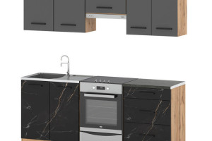 Kuchnia Mała Nowoczesna Modułowa 2m Pojemna Wotan Szara Mat San Sebastian