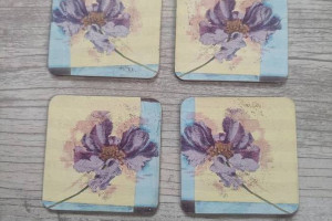 4 podkładki pod kubki, handmade