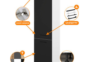 Słupek Kuchenny Stojący 60cm Szafka Kuchenna S60 Spremium Czarny Mat