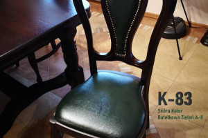 Komplet do Salonu Drewaniany Stół S-23 Dąb + 6 Krzeseł Skóra Materiał Bekas