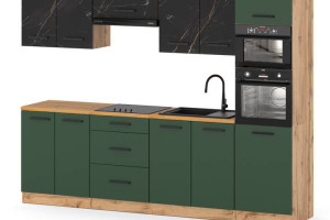 Kuchnia Z Blatem Modułowa Słupek 2.6m Wotan San Sebastian Butelkowa Zieleń