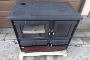 Magnum kuchnia żeliwna z piekarnikiem, wiśniowa, prawa