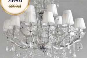 Żyrandol glamour srebrna lampa wisząca z abażurami, do sypialni salonu