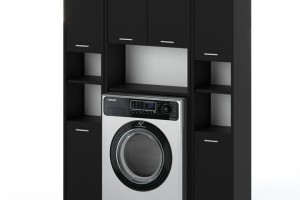 Zestaw Łazienkowy Duży Hugo Szafka Stojąca Nad Pralkę Loft Słupek Czarny