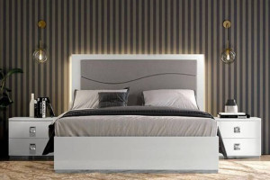 Nowoczesna szafka nocna biała z blatem marmurkowym