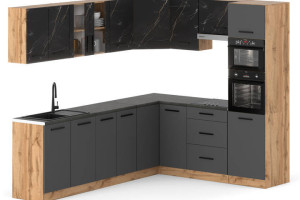 Kuchnia Z Blatem Nowoczesna Duża Narożna 4.6m Wotan San Sebastian Szara