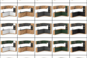 Kuchnia Z Blatem 4.6m Narożna Marra Duża Biała Butelkowa Zieleń Szary Mat