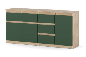 Komoda Szafka 160cm Salon 5 Szuflad Nowoczesna Dąb Sonoma Butelkowa Zieleń