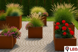 Wysokie donice ogrodowe ze stali Corten