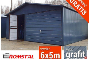 GRAFITOWY Garaż Blaszany 6x5 - Blaszak - Wiata - Romstal A13v11