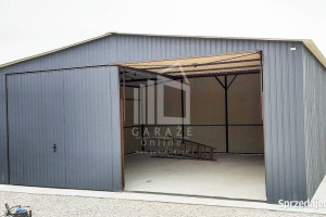 GARAŻ BLASZANY 7m x 7m - dwuspad - 2x Brama - antracyt ID170